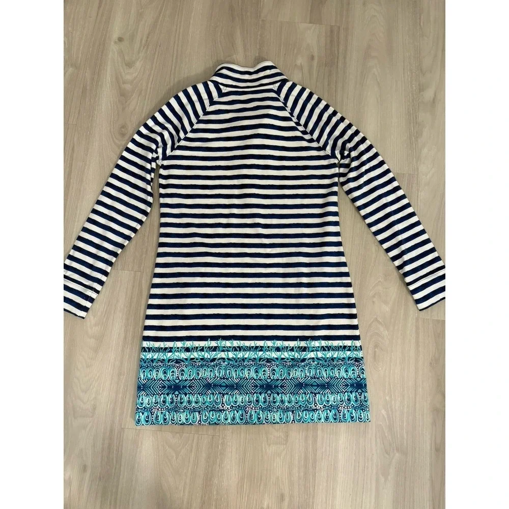 Lilly Pulitzer Women Dress Striped French Terry Navy White Blue Border Print M